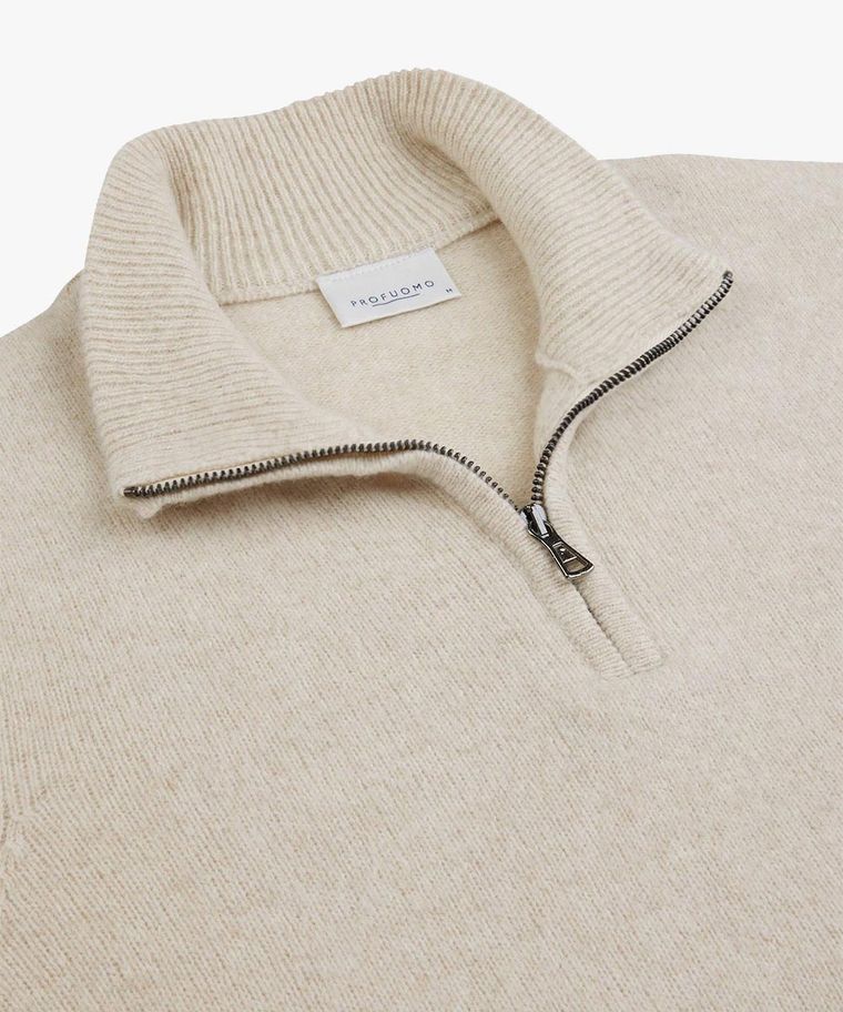 Off-white wool half-zip
