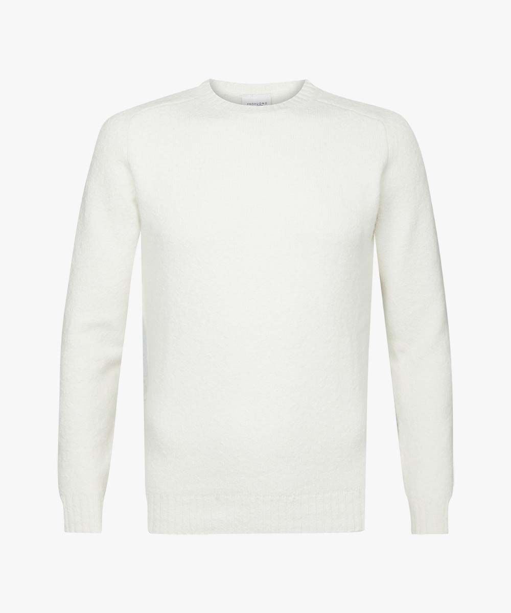 Off-white boiled wool crewneck