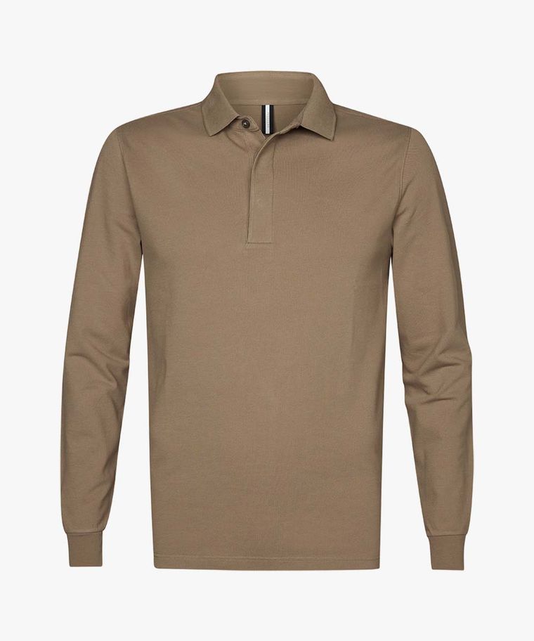 Taupe single jersey polo