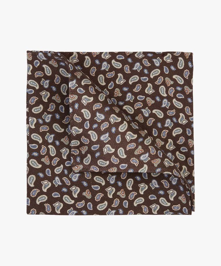 Brown silk pocket square