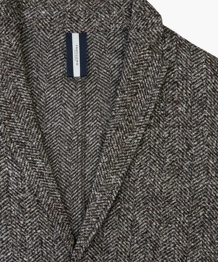 Brown herringbone knitted jacket