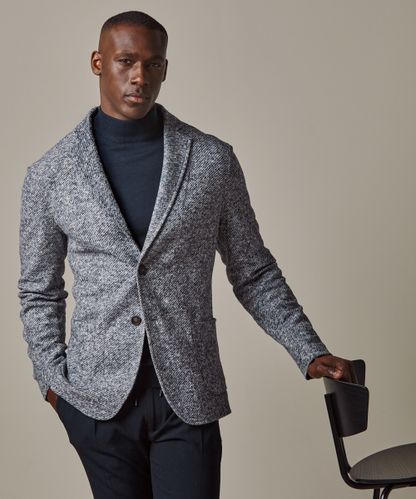 Profuomo Navy mélange knitted jacket