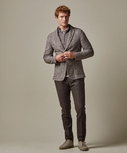 Profuomo Brown mélange knitted jacket