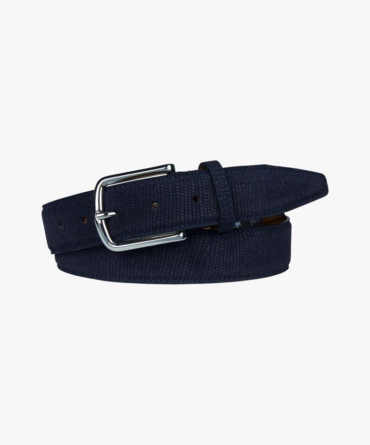 Navy textured suede belt