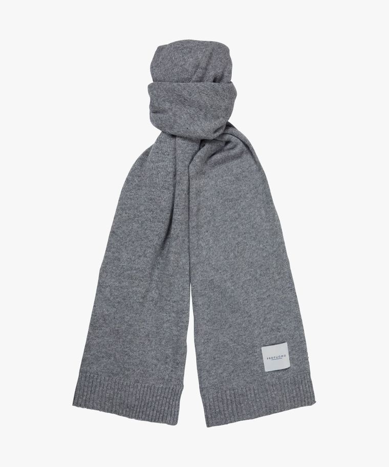 Grey wool-cashmere knitted scarf