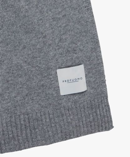 Profuomo Grey wool-cashmere knitted scarf