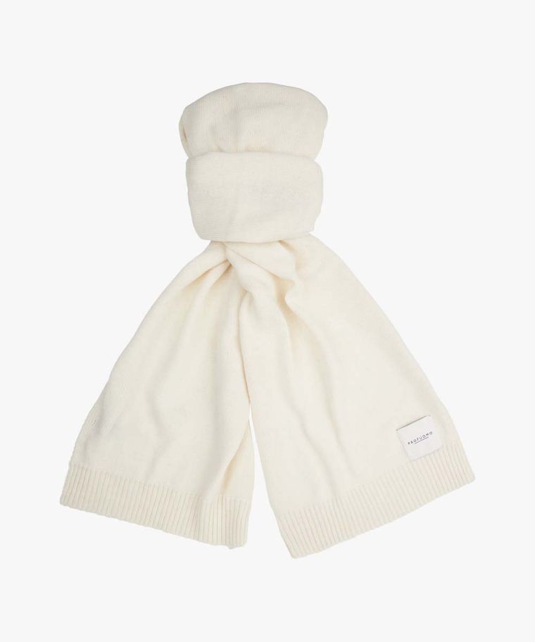 Off-white wool-cashmere knitted scarf