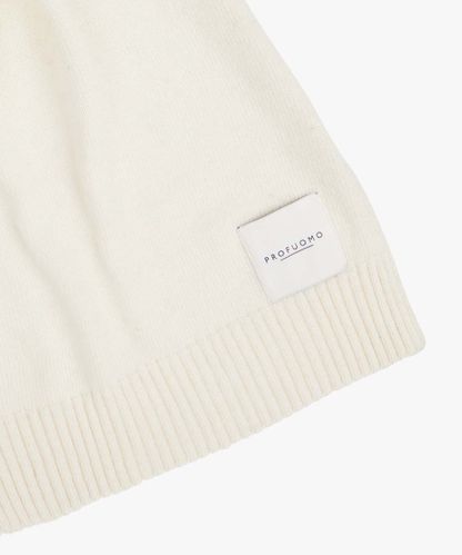 Profuomo Off-white wool-cashmere knitted scarf