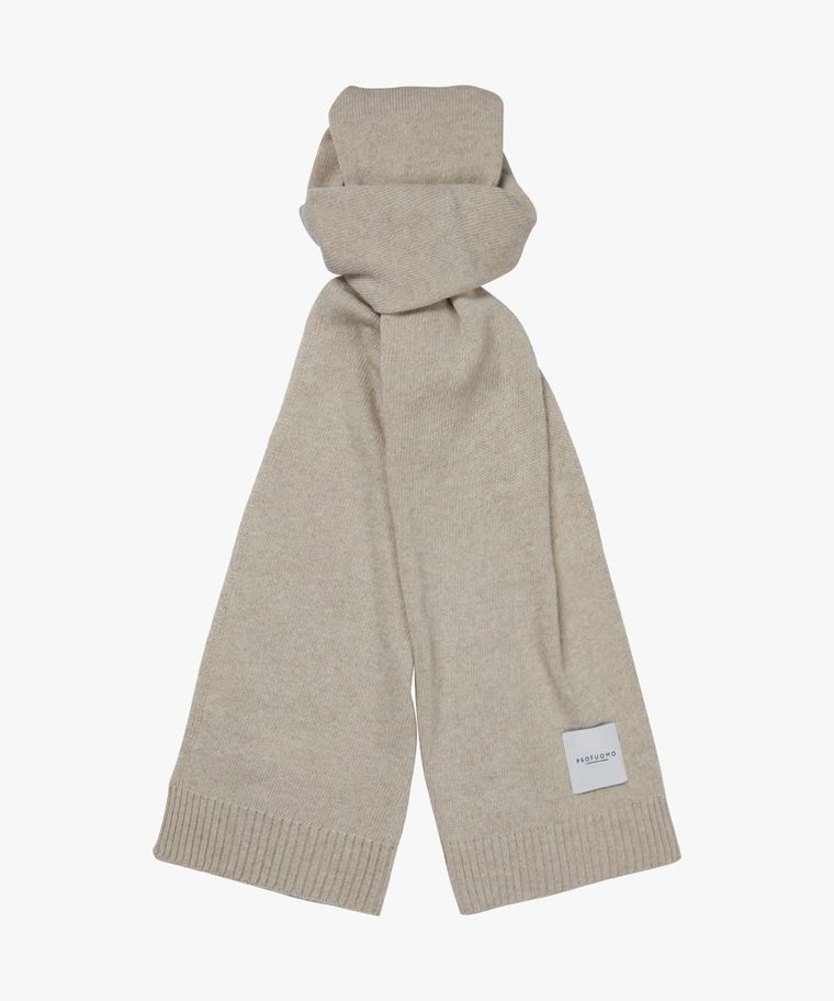 Beige wool-cashmere knitted scarf