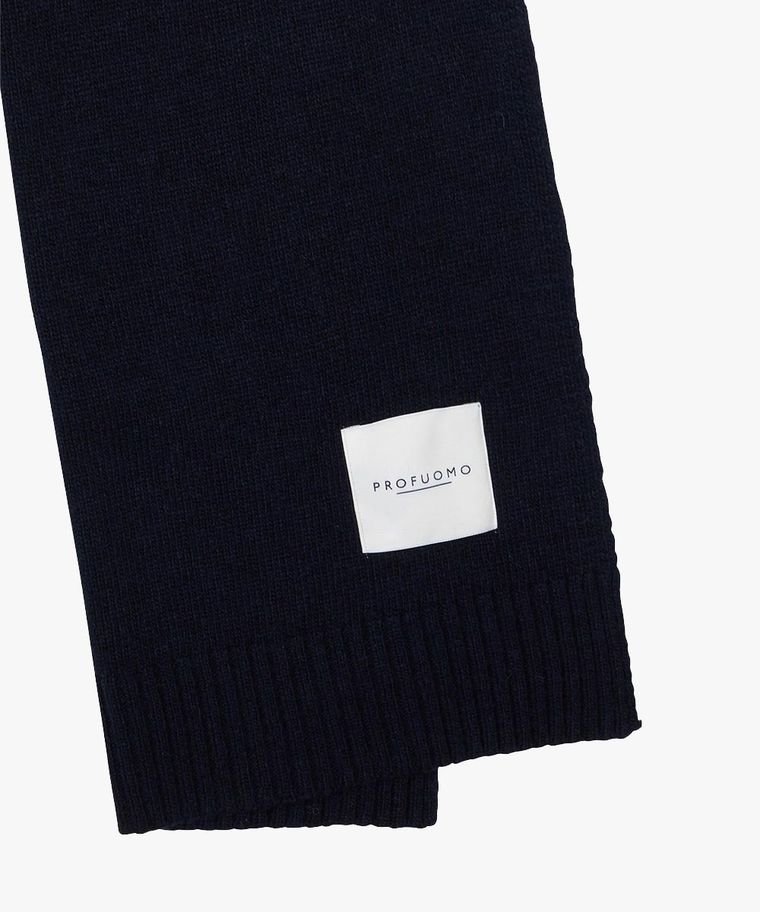 Navy wol-cashmere knitted sjaal