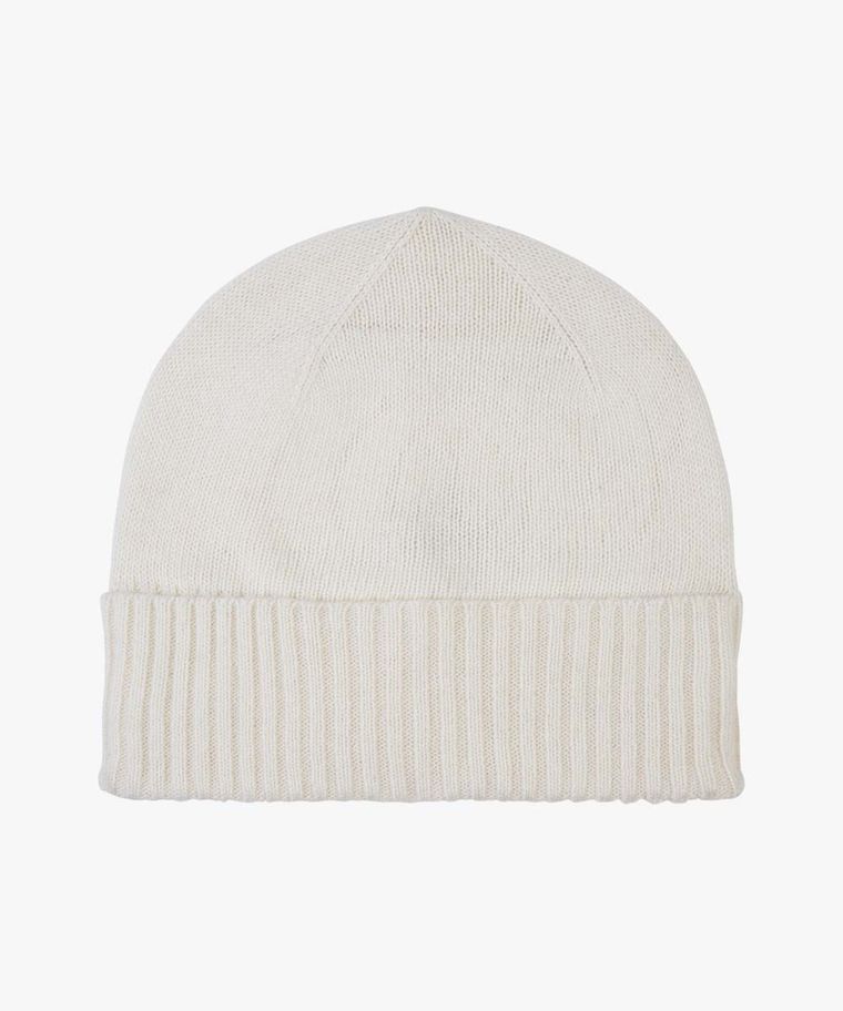 Off white wool-cashmere knitted hat