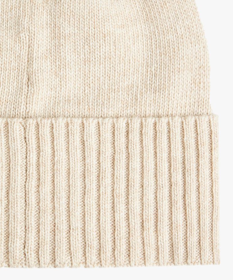 Beige wool-cashmere knitted hat