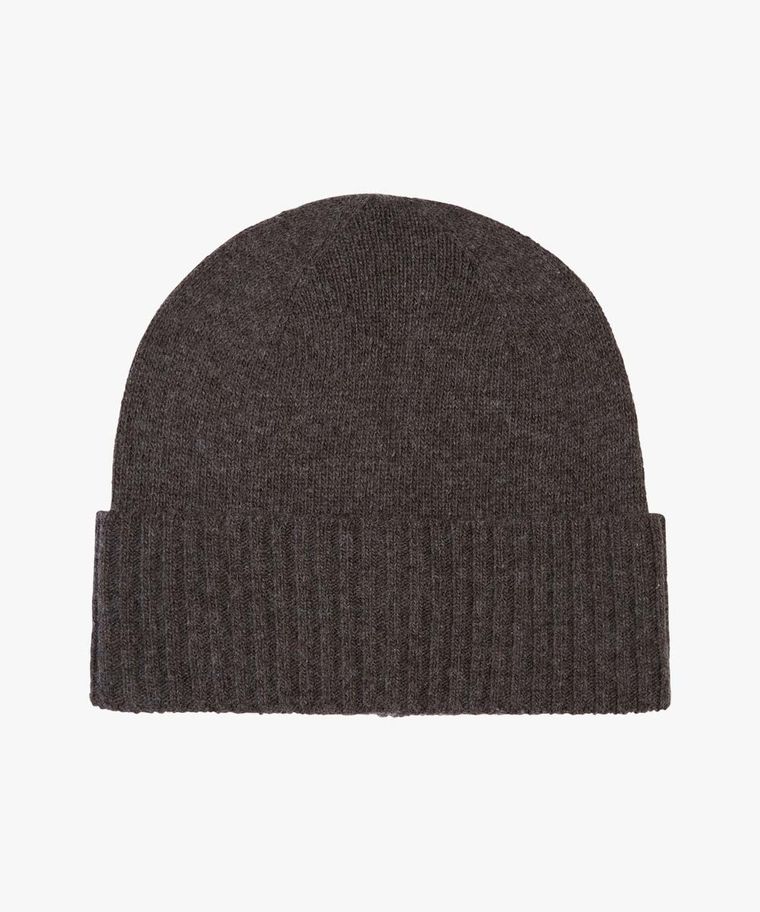 Brown wool-cashmere knitted hat
