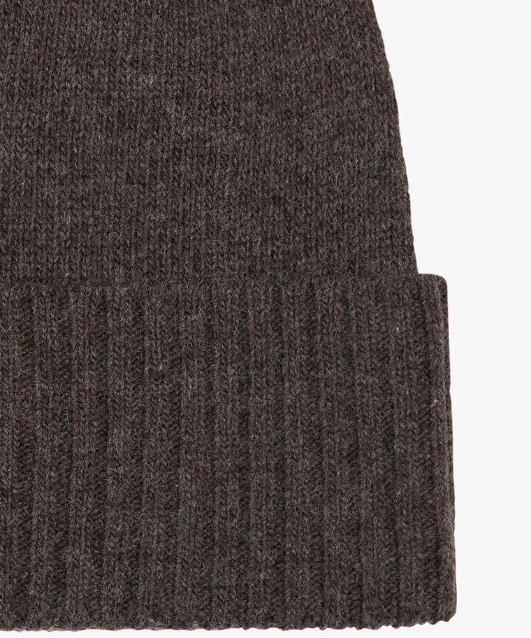 Brown wool-cashmere knitted hat