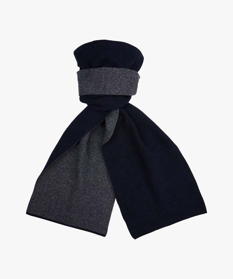 Navy wol-cashmere knitted sjaal