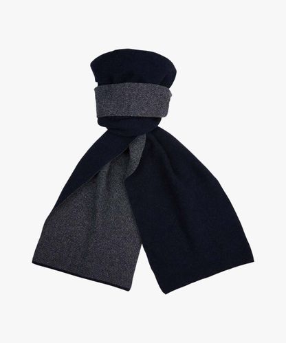 Profuomo Navy wool-cashmere knitted scarf