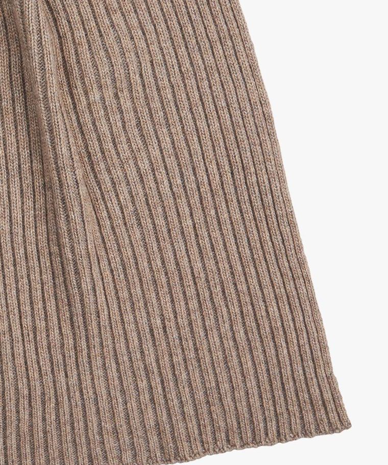 Beige wool-cashmere knitted scarf