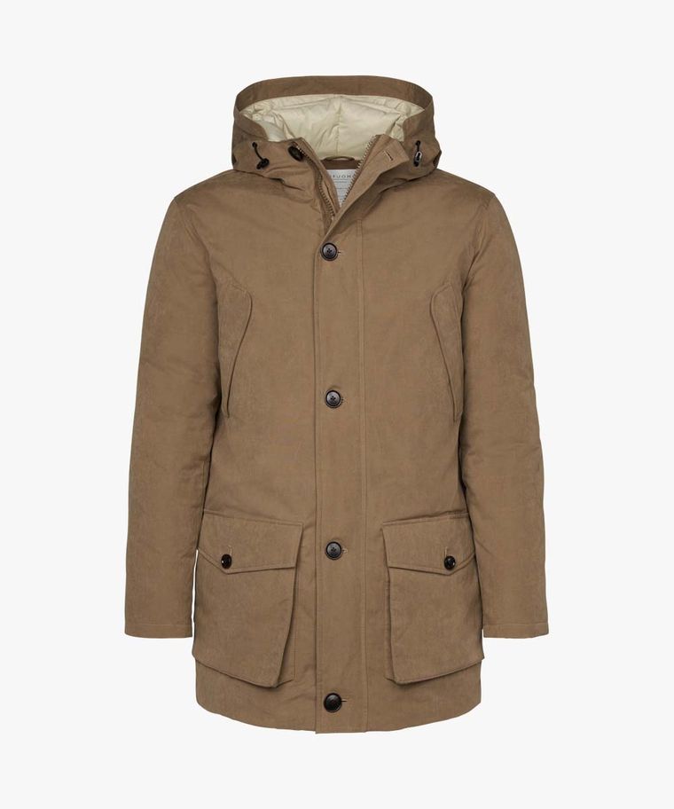 Taupe duck down parka