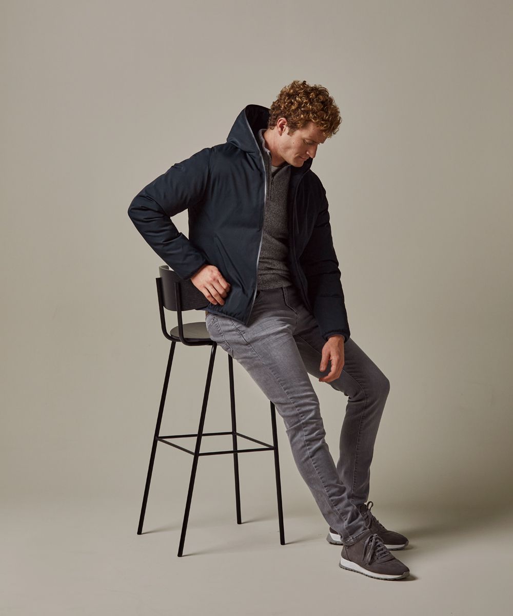 Marineblaue wendbare Jacke, Ecodown | Profuomo B.V