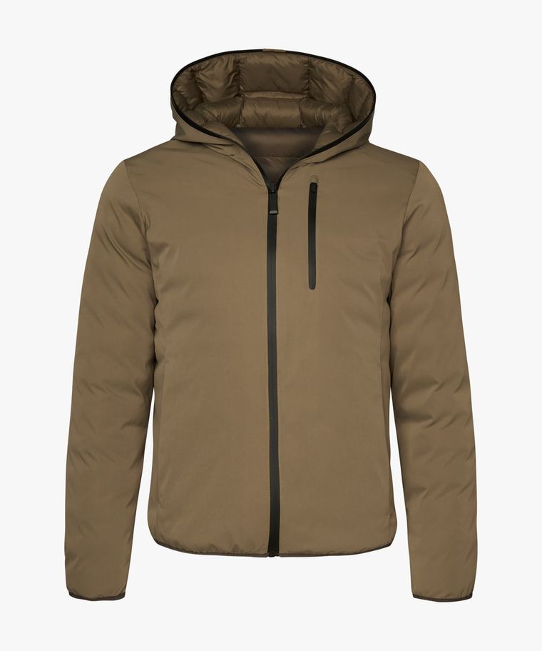 Taupe ecodown reversible bomber jacket