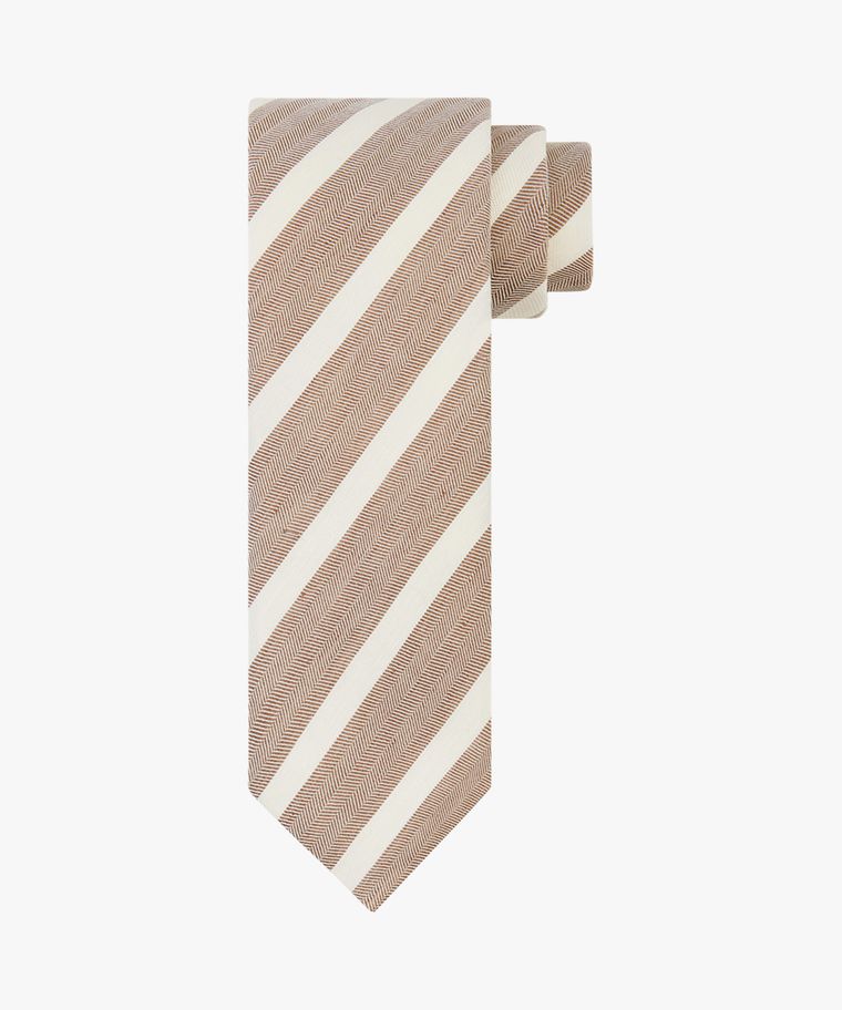 Brown linen-cotton tie