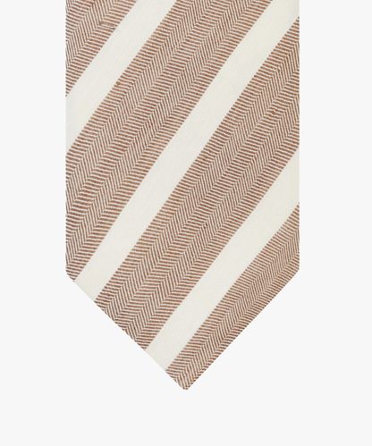 Profuomo Brown linen-cotton tie