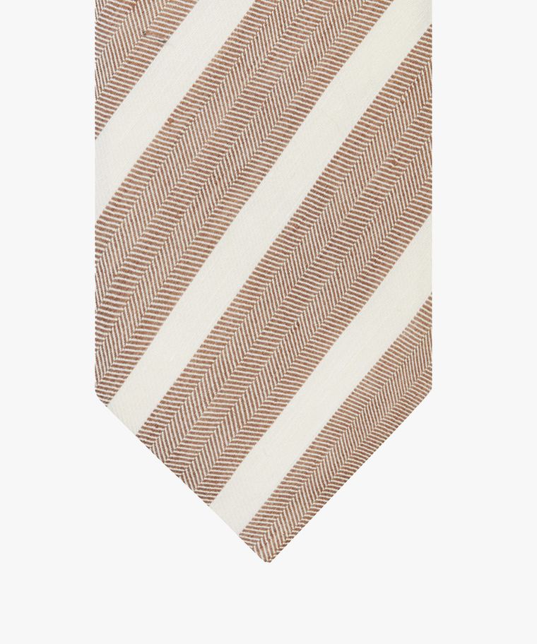 Brown linen-cotton tie