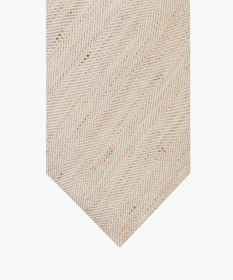Beige linen-cotton tie