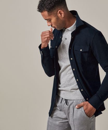 Profuomo Navy french terry overshirt