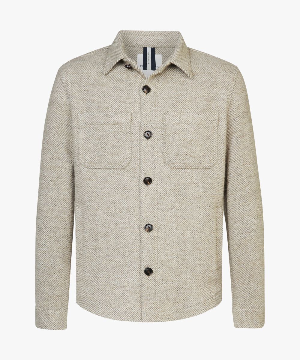 Beige visgraat overshirt