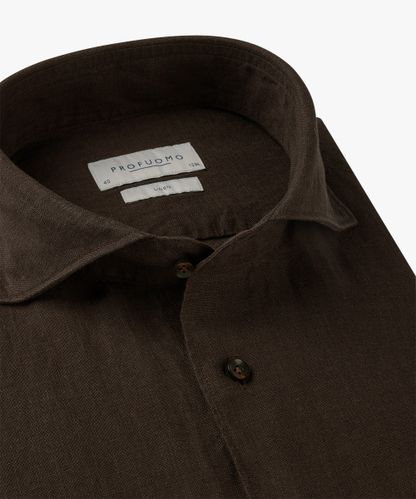 Profuomo Dark brown linen shirt