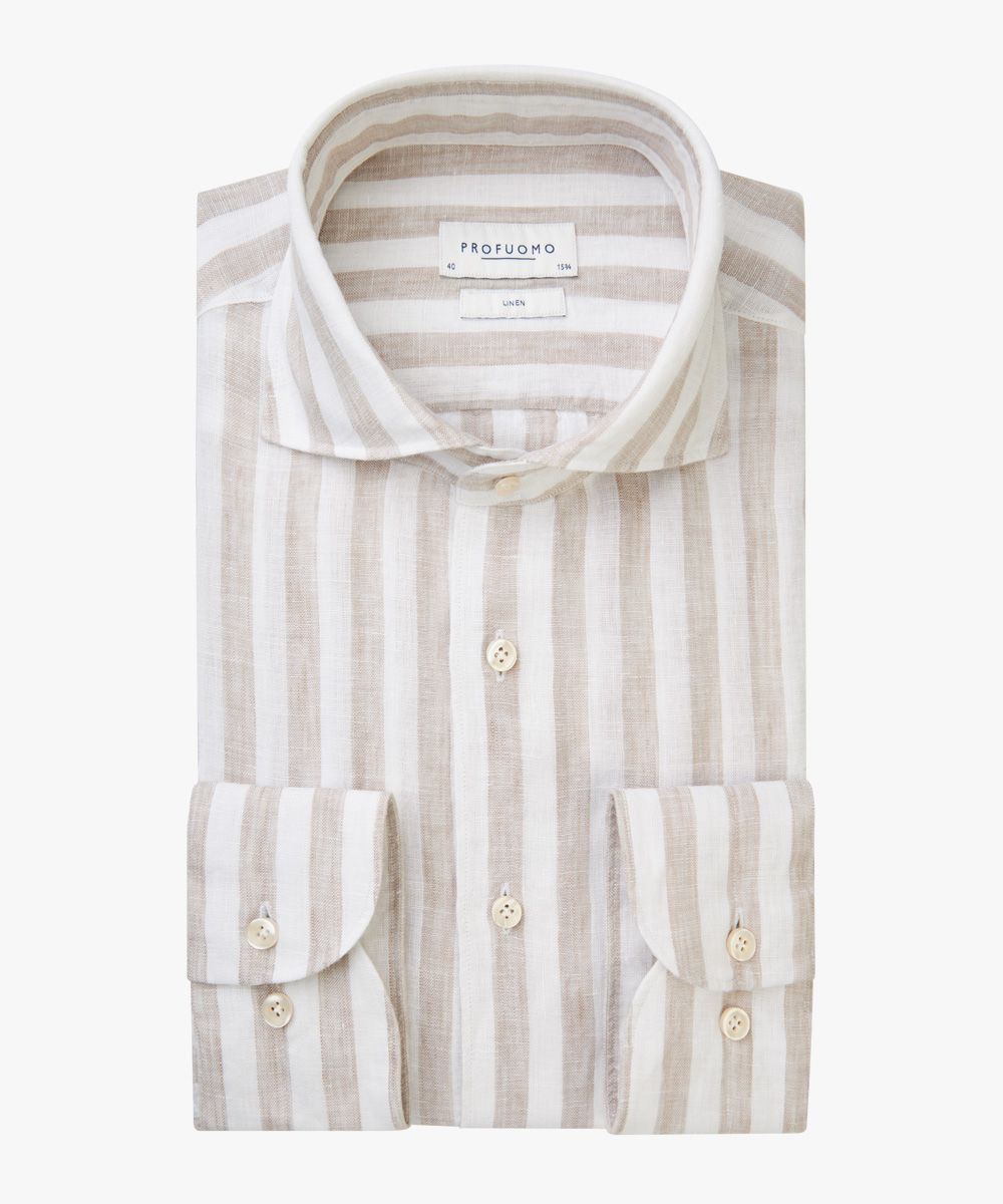 Beige linen striped shirt
