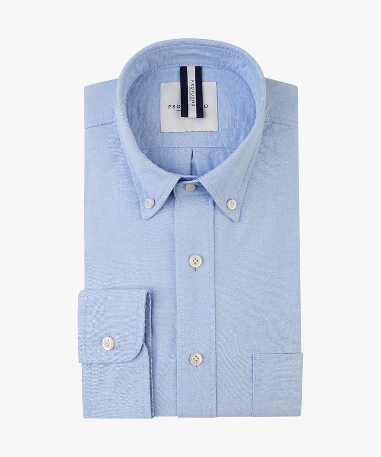 Blauw button down oxford overhemd
