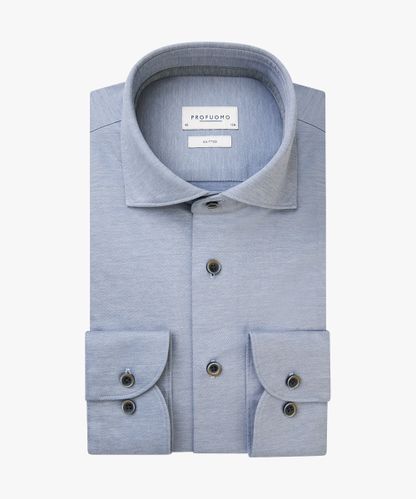 Profuomo Blauw single jersey overhemd