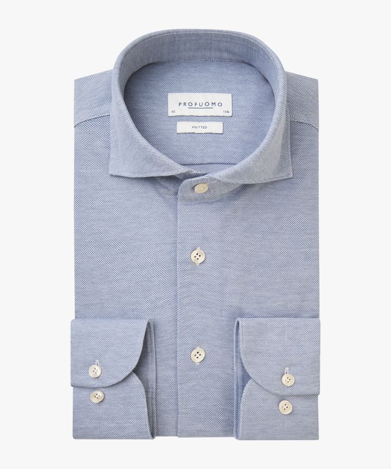 Mittelblaues Knitted-Hemd