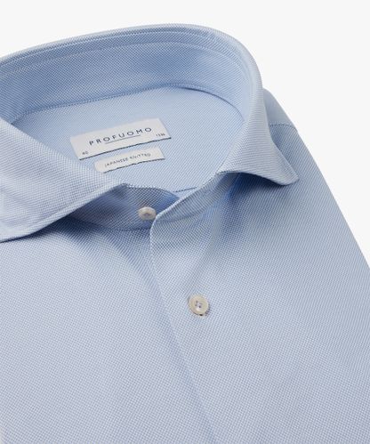 Profuomo Blue Oxford Japanese knitted shirt