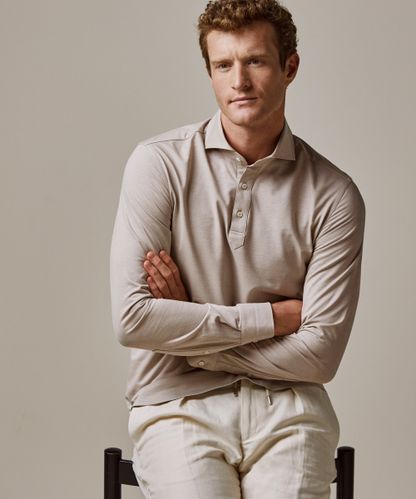 Profuomo Beige, Japanese-Knitted-Poloshirt
