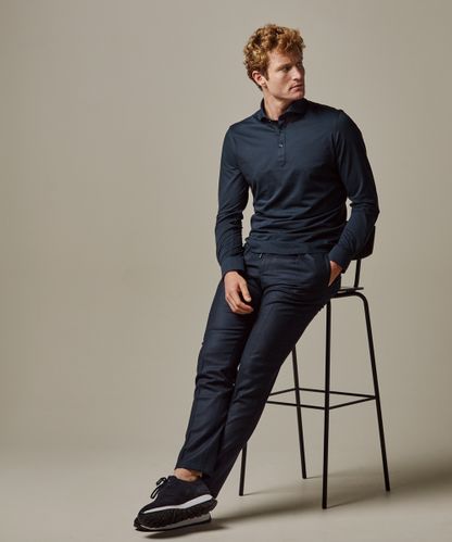 Profuomo Navy japanese knitted polo shirt