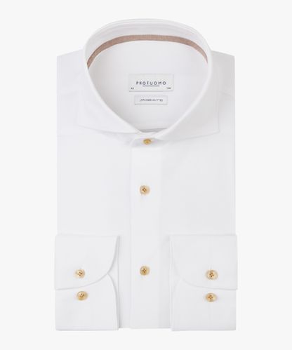 Profuomo Weiße Japanese Knitted Hemd