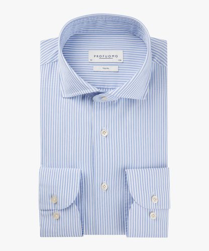 Profuomo Blue striped travel shirt extra LS