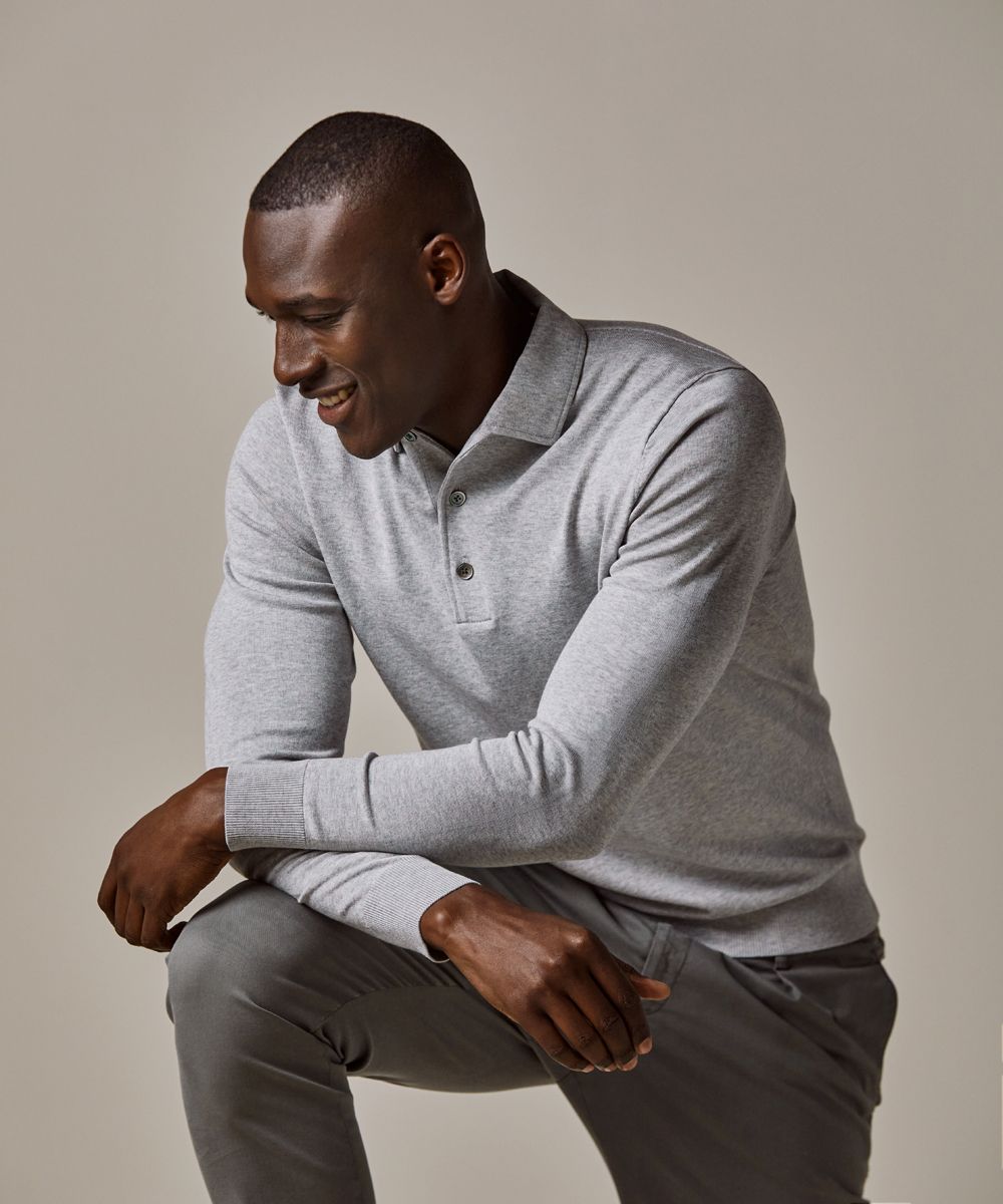 Grey mélange luxury one-piece polo | Profuomo B.V.
