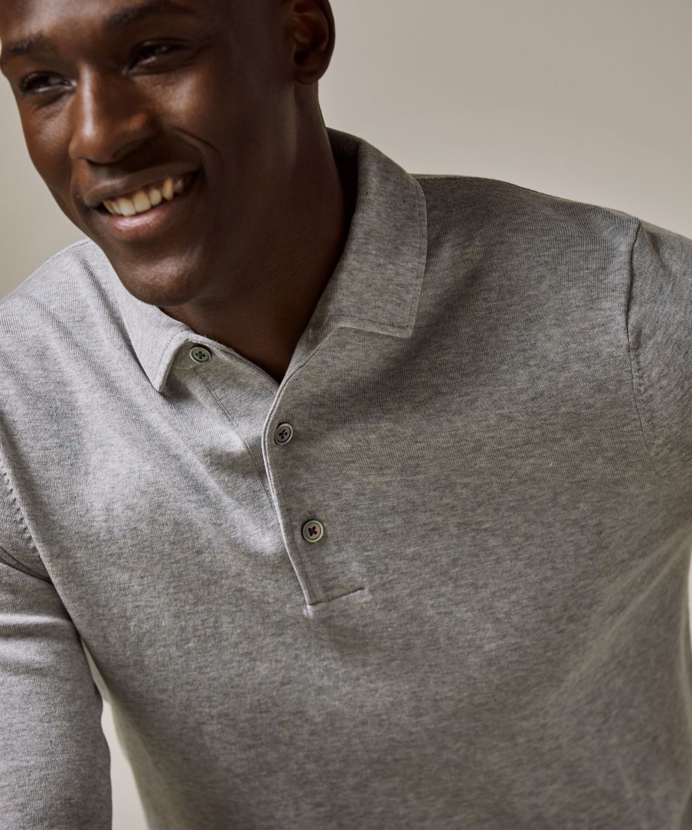 Grey mélange luxury one-piece polo | Profuomo B.V.