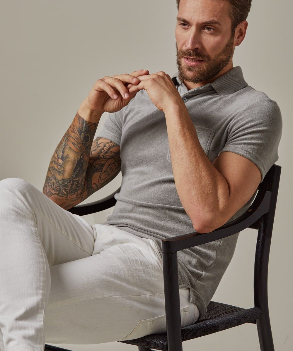 Bruine badstof polo Profuomo