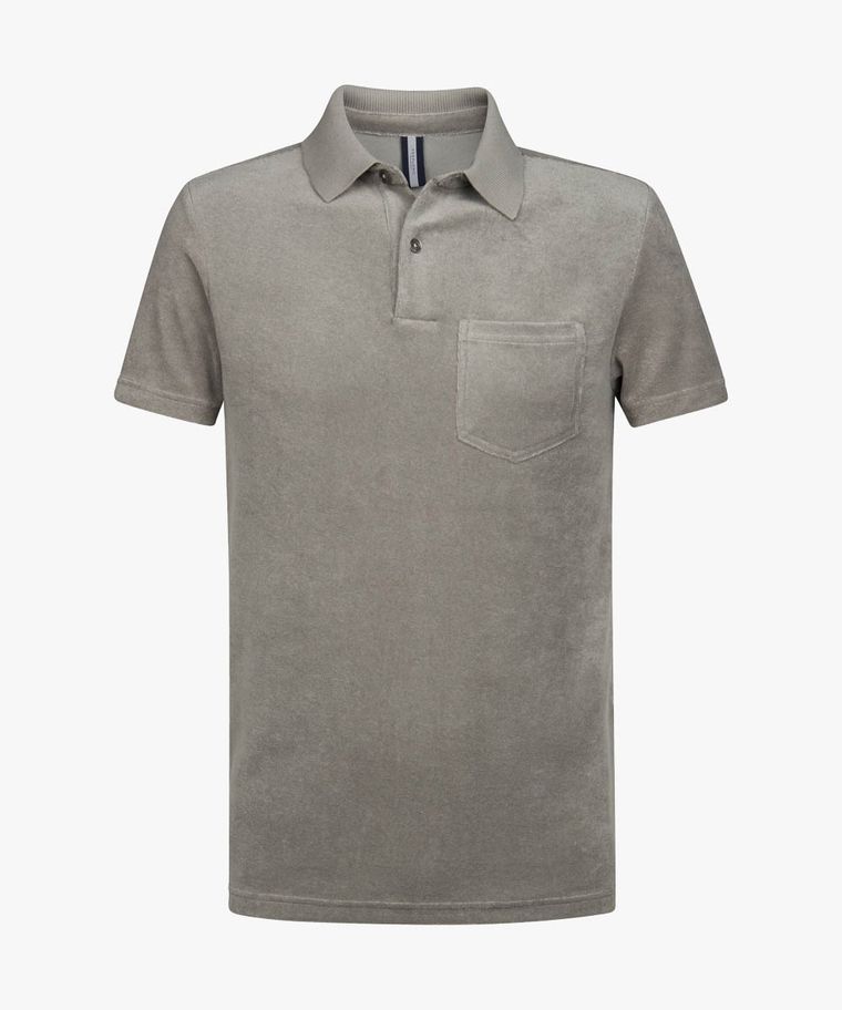 Green towelling polo