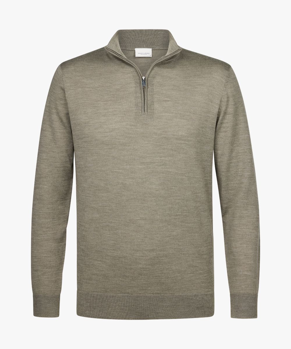 Groene merino half zip