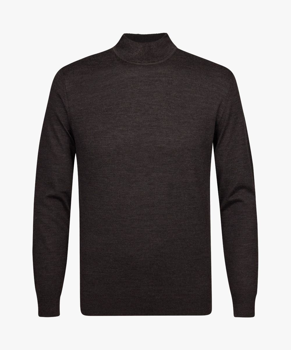 Donker bruine merino mockneck