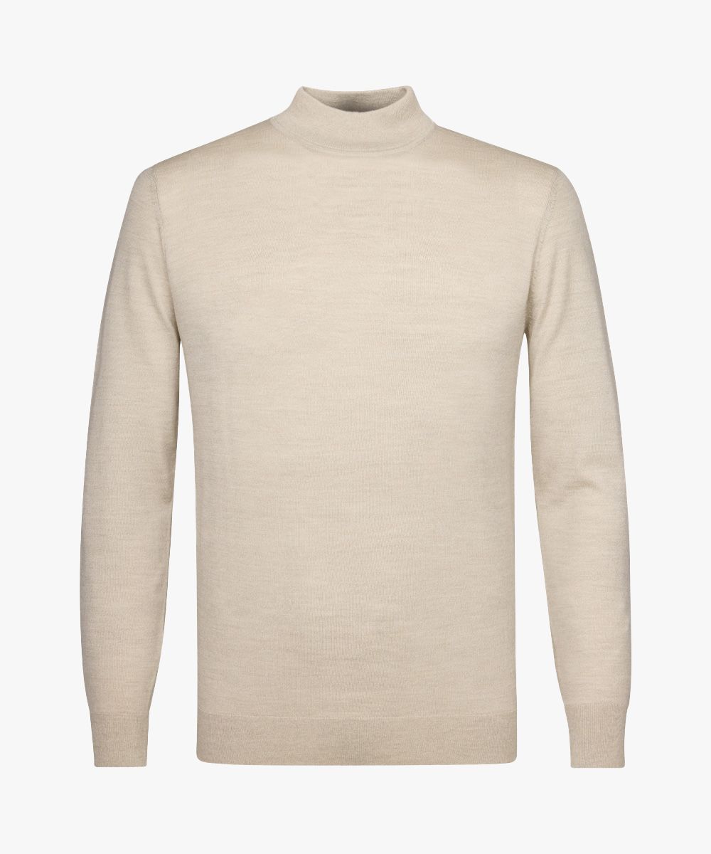 Beige merino mockneck