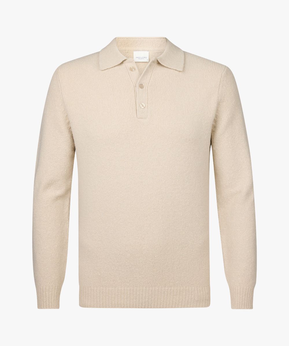 Beigefarbenes Boiled-Wool-Polo