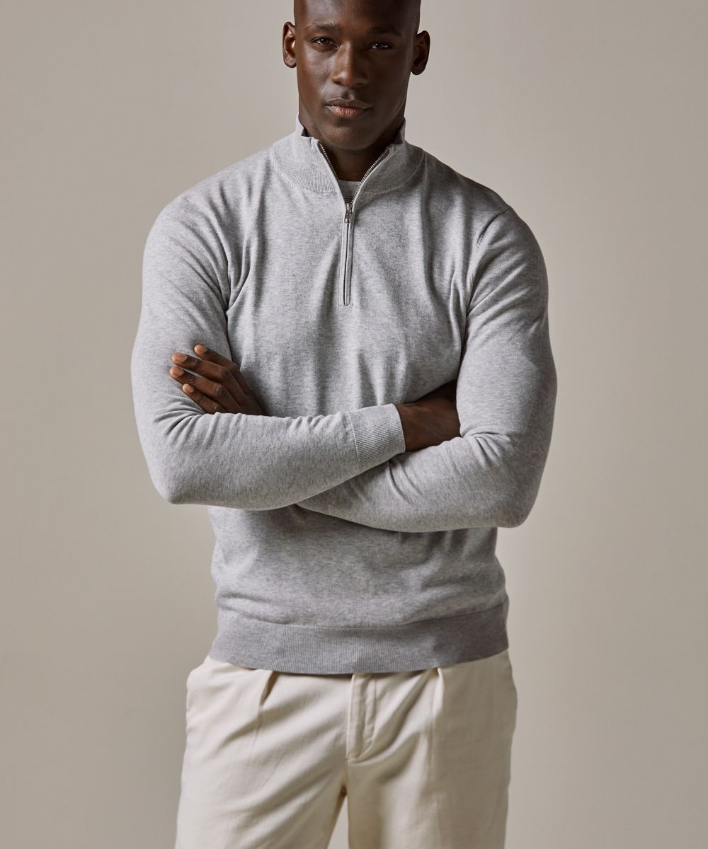 50‘s Half Sleeve Sweatshirt GREY 無地 Half Zip Sweatshirt（Slightly Brushed） – CIOTA Online Shop
