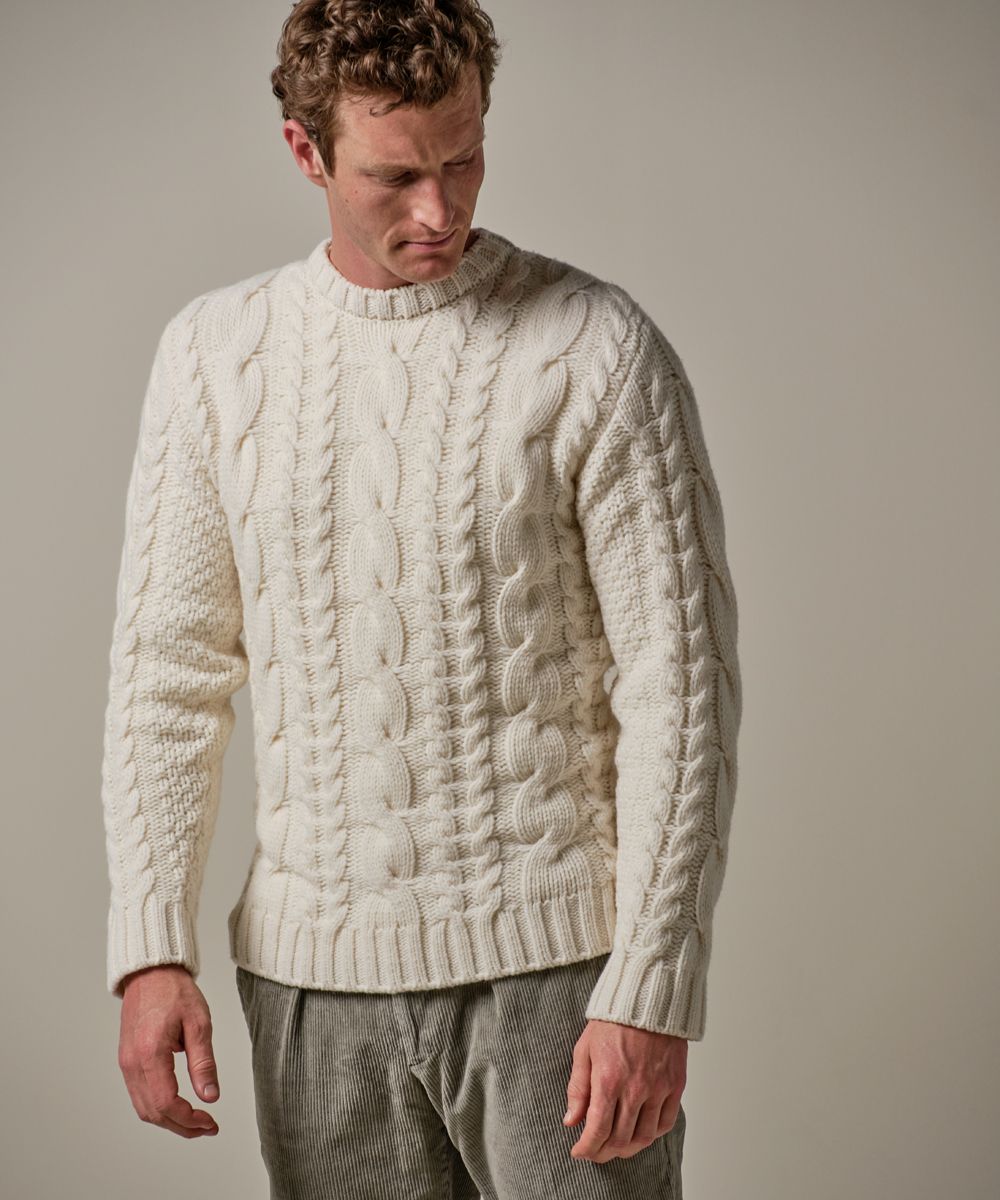 Off-white heavy cable crewneck | Profuomo B.V.